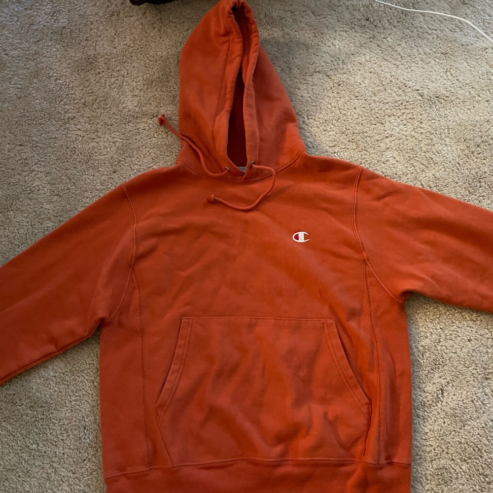Orange Champion reverse weave hoodie